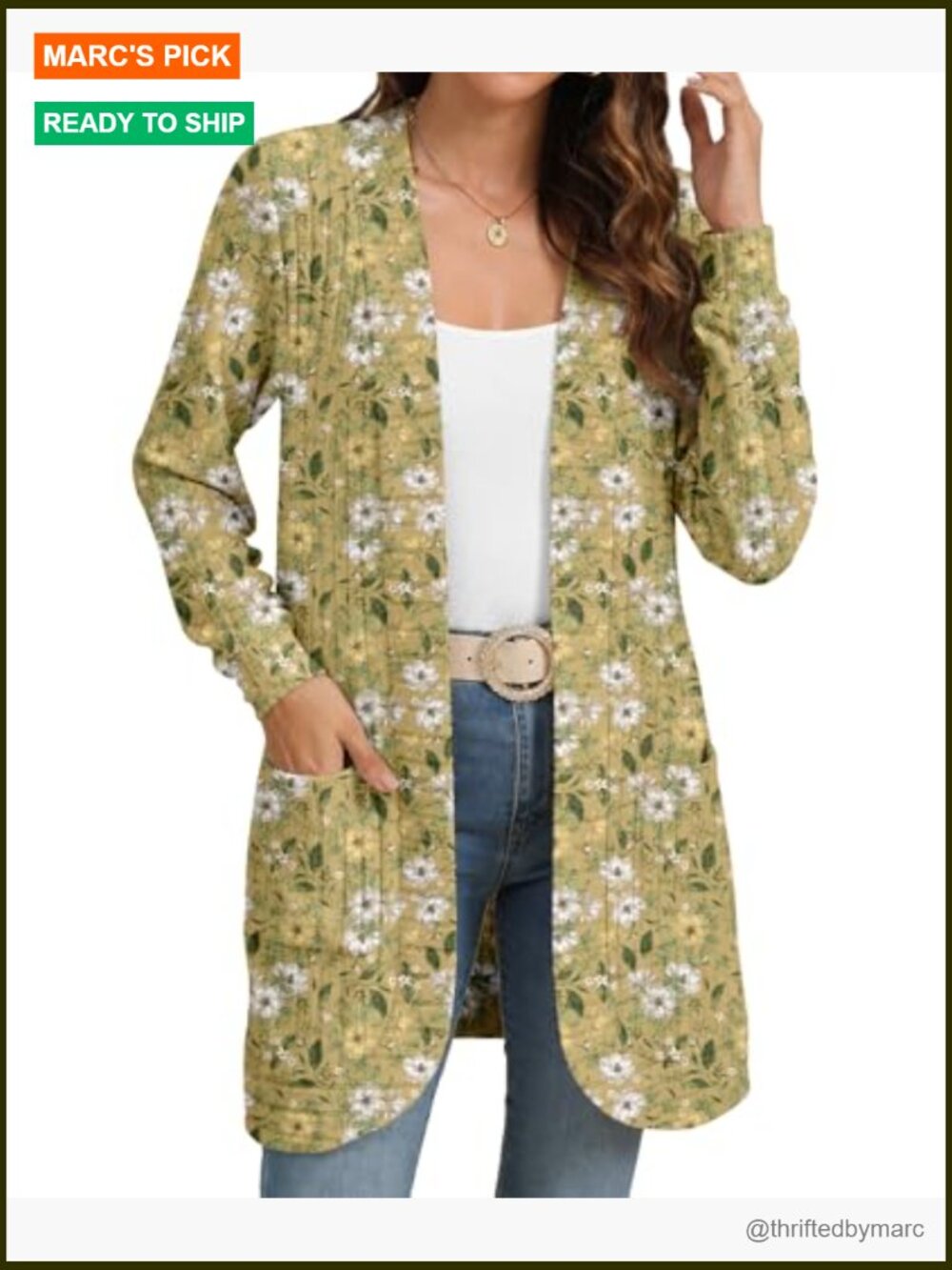 Long Sleeve Open Front Cardigan with Pockets Loose Knit - Picture 2 of 6